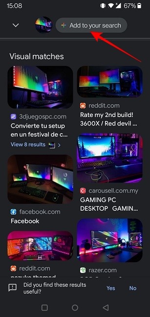 Perform Reverse Image Search Android Lens Results