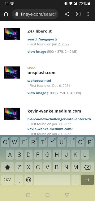 Perform Reverse Image Search Android Tineye Results
