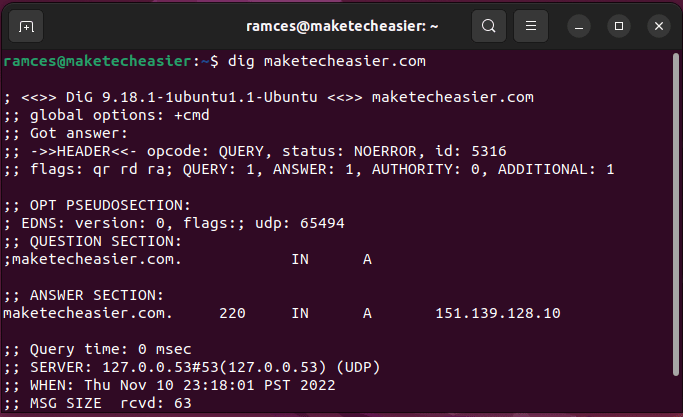 Use Dig Linux 05 Dig A Record