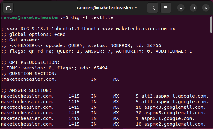 Use Dig Linux 17 Dig External File