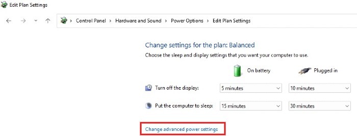 Windows Change Advanced Power Settings