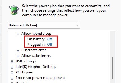 Windows Disable Hybrid Mode