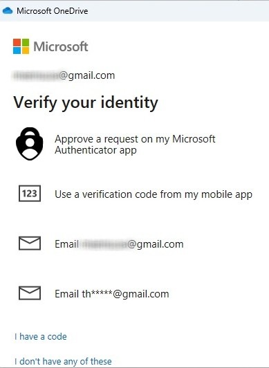 Windows Microsoft Account Verification Options