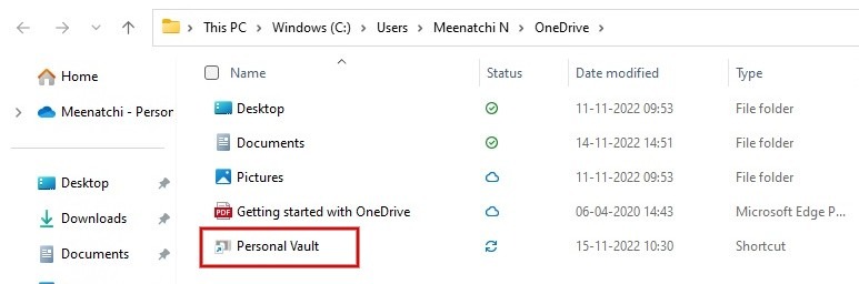 Windows Onedrive Folder Contents