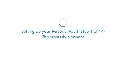 Windows Personal Vault Setting Up In Process Screen