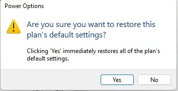 Windows Restore Power Plan Settings Confirmation