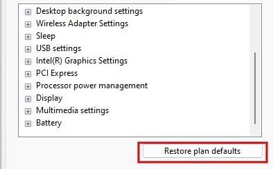Windows Restore Power Plan Settings
