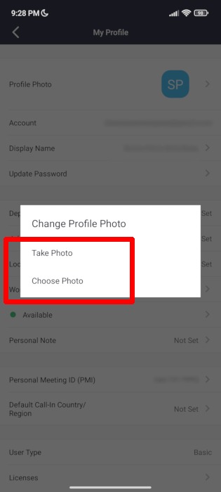 Zoom Mobile App Change Profile Photo