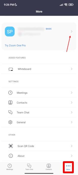 Zoom Mobile App More