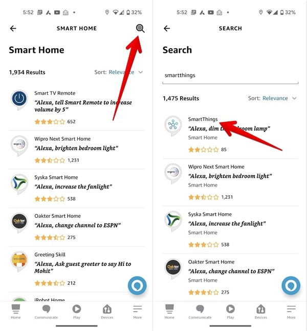Alexa App Smart Home Skills Smartthings