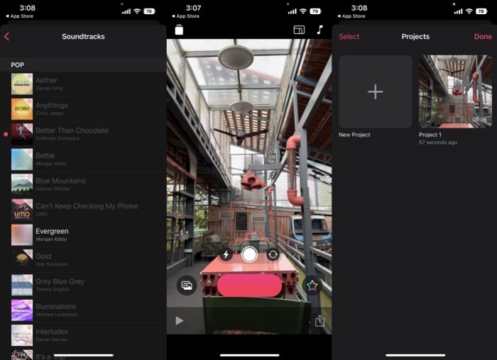 Clips app interface overview.