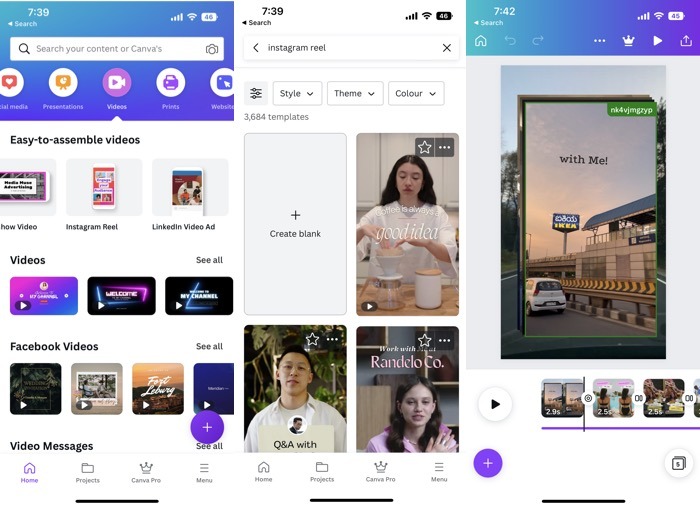 Canva app interface overview.