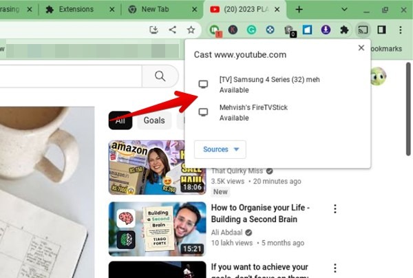 Chrome Cast Select Tv
