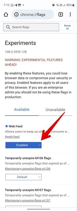 Chrome Mobile Feed