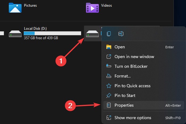 Drive Access Denid - properties