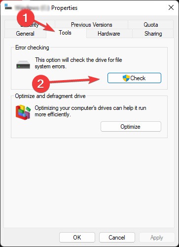 Drive Access Denid -Error Checking Feature For The Drive