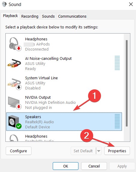Improve Audio Mic - Go To Speakers Properties
