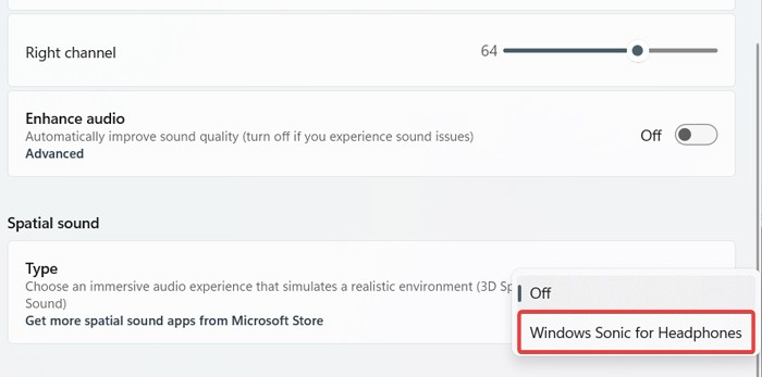 Improve Audio Mic - Select Windows Sonic For Headphone For 3d Spatial Sound