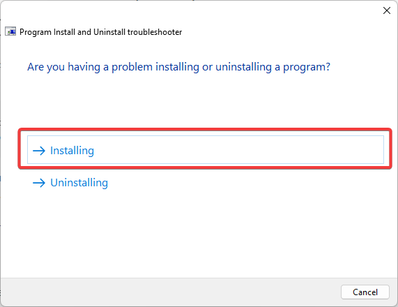Installation Is Forbidden - Installing Option In Troubleshooter