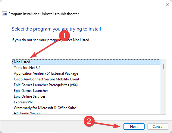 Installation Is Forbidden - Selecting Not Listed To Browse Manually