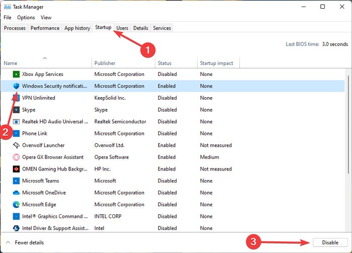 Installation Is Forbidden - Startup Section In Task Manager