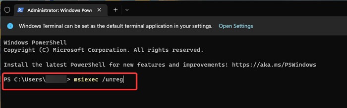 Installation Is Forbidden - Unregistering Windows Installer
