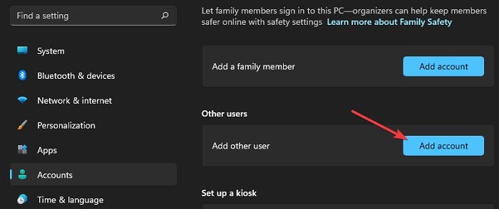 Login Screen Add Account Option Win