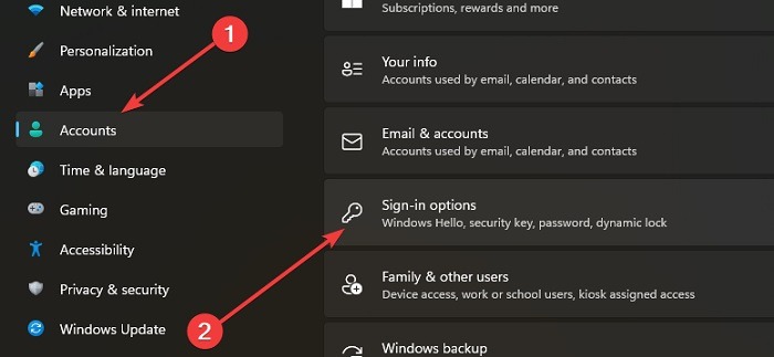 Login Screen Sign In Option In Settings Win