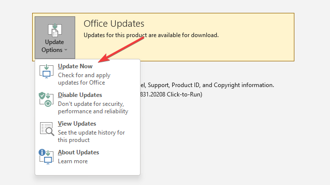Microsoft Excel Update Now