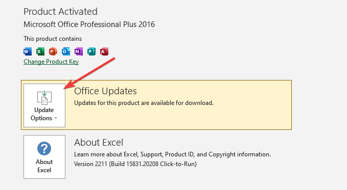 Microsoft Excel Update