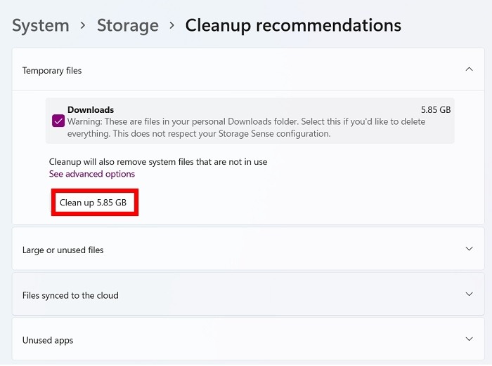 Not Enough Disk Space Windows Update Cleanup Options
