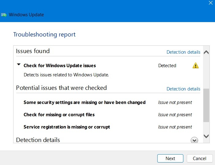 Not Enough Disk Space Windows Update Troubleshooting Report