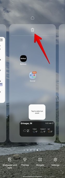 Samsung Delete Home Screen Page
