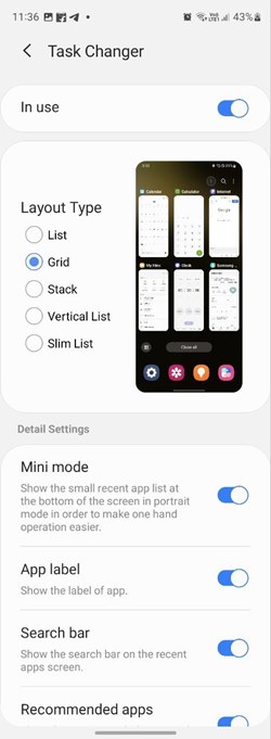 Samsung Good Lock Task Changer Customize