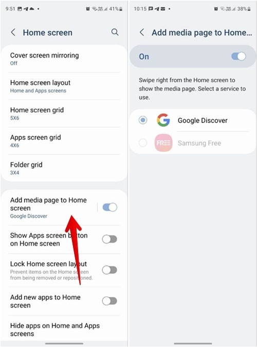 Samsung Home Screen Google Feed