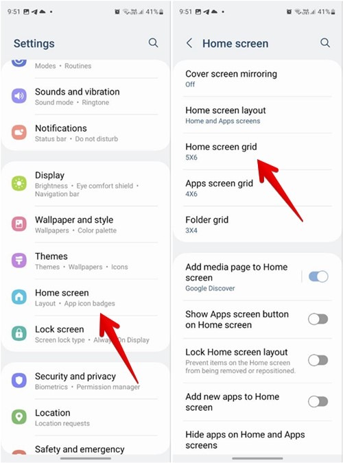 Samsung Home Screen Grid