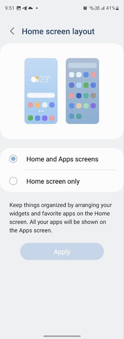 Samsung Home Screen Layout Apply