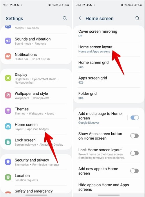 Samsung Home Screen Layout