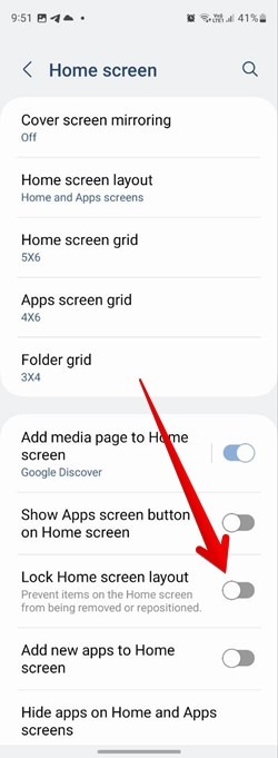 Samsung Lock Home Screen Layout