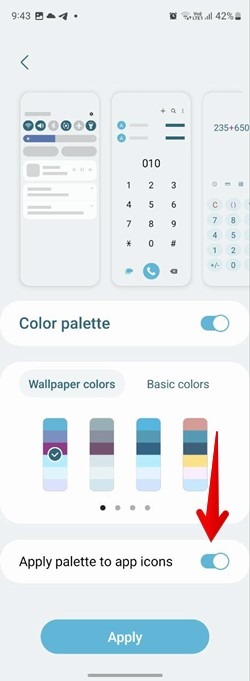 Samsung Wallpaper Color Palette Apply