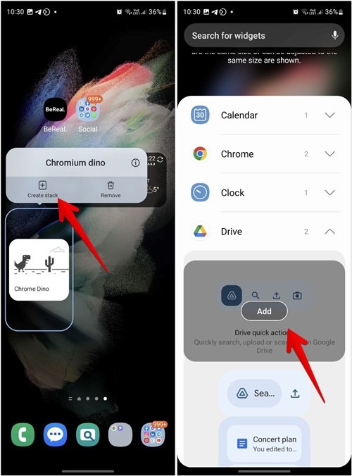 Samsung Widget Create Stack