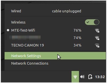 Network Options in Linux desktop