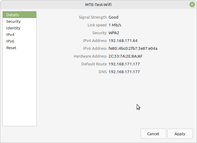 Connected Wifi Details Settings