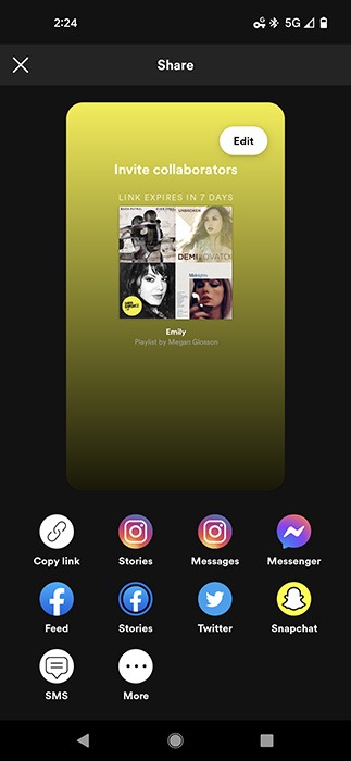 Spotify Collaborative Playlist Mobile Share