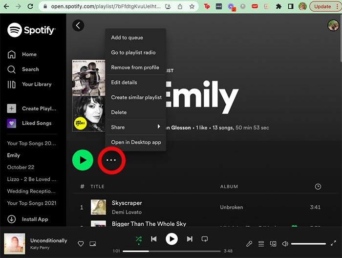 Spotify Collaborative Playlist Web More Options