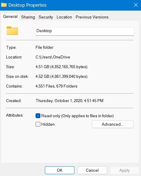 Copy-pasting folder from "Location" in Properties window.