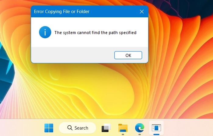 "The system cannot find the path specified" error showing up when attempting to install a program.