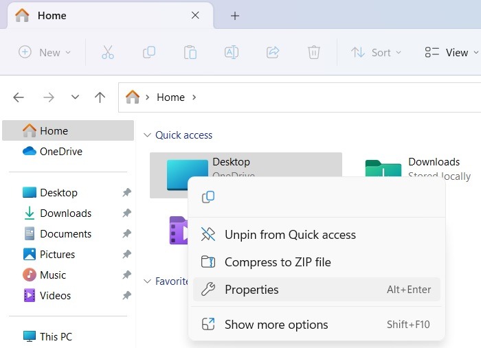 Right-clicking on folder to bring up a context menu with Properties option.
