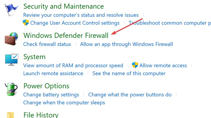 Unidentified Network - Open Windows Defender Firewall