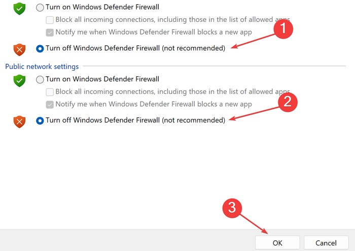 Unidentified Network - Turn Off Windows Firewall